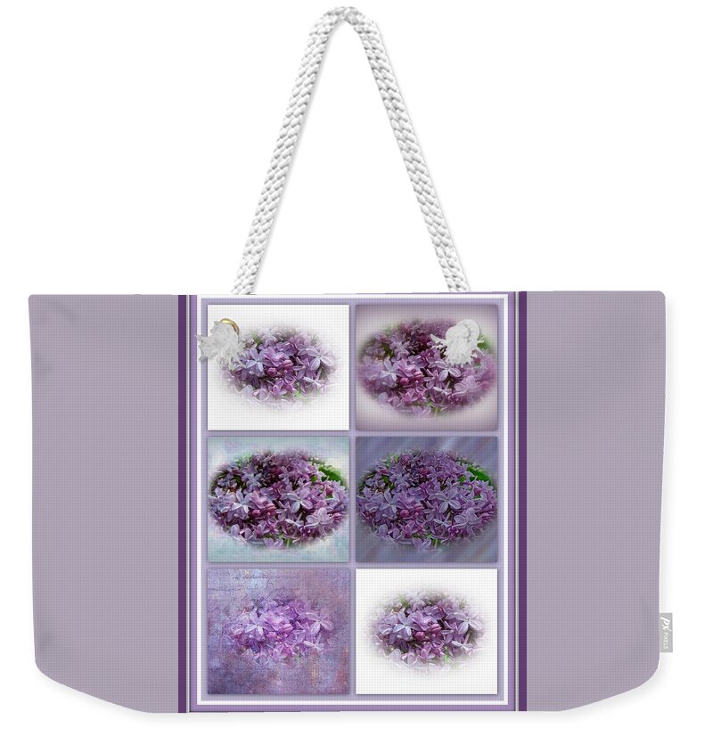 Lilac Weekender Tote Bag featuring the photograph A Bouquet Of Lilacs by Carol Senske