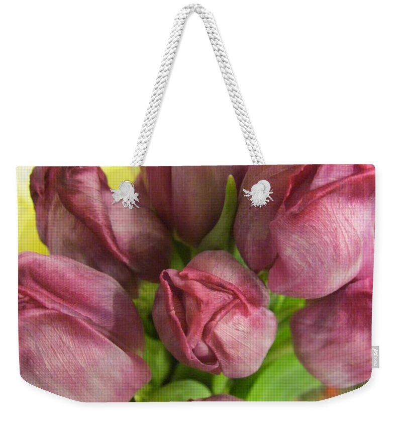 Tulips Weekender Tote Bag featuring the photograph A Cool Bouquet by Rosita Larsson