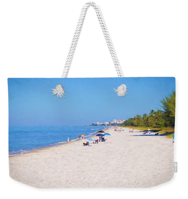 Water Weekender Tote Bag featuring the photograph A Day at Naples Beach by Kim Hojnacki