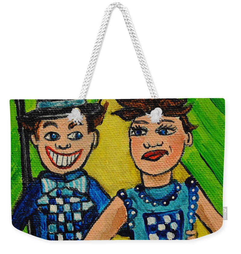 Tillie Weekender Tote Bag featuring the painting A Flip of the Coin by Patricia Arroyo
