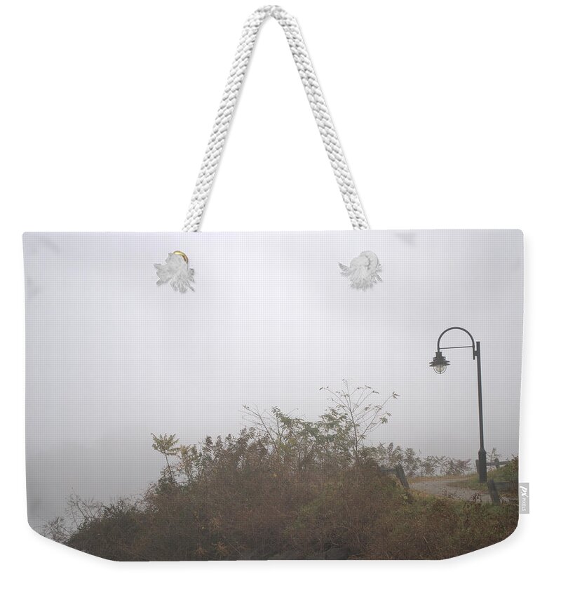 Fog Weekender Tote Bag featuring the photograph A Foggy Morning by Judy Salcedo