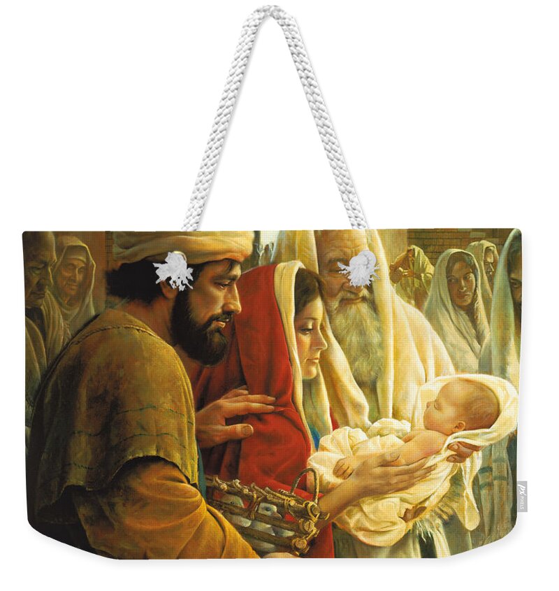 Jesus Weekender Tote Bag featuring the painting A Light to the Gentiles by Greg Olsen