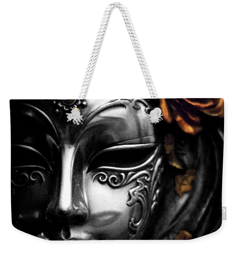 Mardis Gras Mask Weekender Tote Bag featuring the photograph A Touch of Color by Stephanie Hollingsworth