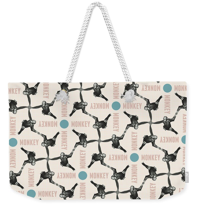 Graphic Design Weekender Tote Bag featuring the digital art A Monkey Design by Phil Perkins