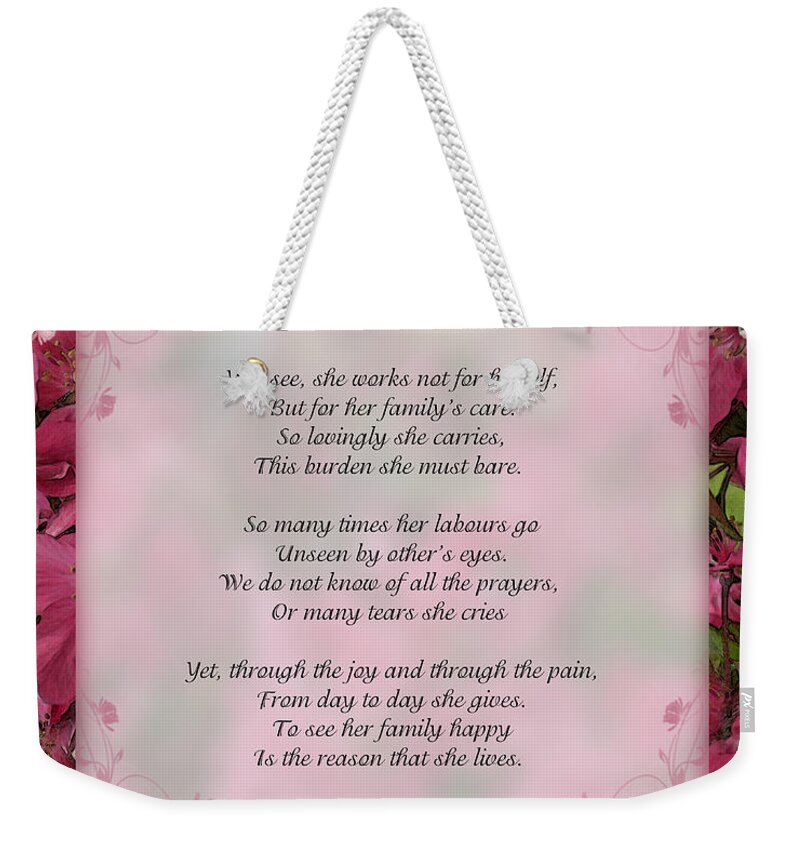 Mother's Day Weekender Tote Bag featuring the photograph A Mother's Love 8x10 format by Debbie Portwood
