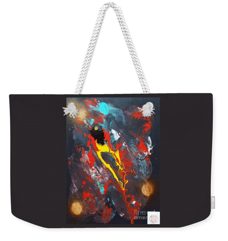 Original Weekender Tote Bag featuring the painting A Phoenix Reborn by Thea Recuerdo