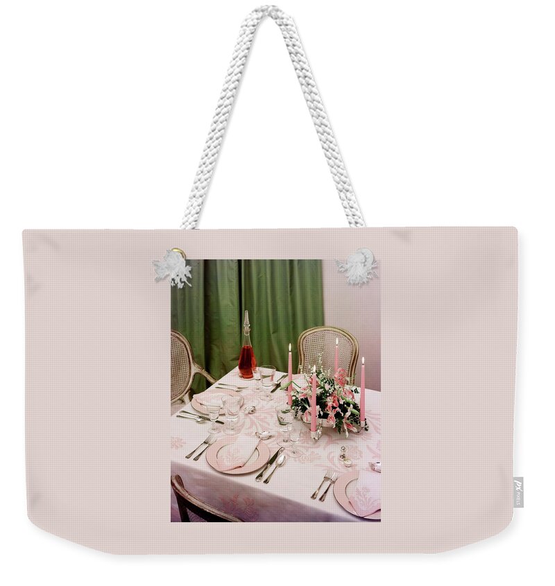A Pink Table Setting Weekender Tote Bag