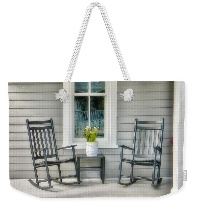 Porch Weekender Tote Bag featuring the photograph A Place for Two by Jean Goodwin Brooks