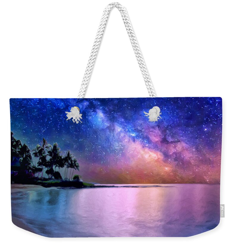 Milky Way Weekender Tote Bag featuring the painting A Sea of Stars at Poipu by Dominic Piperata