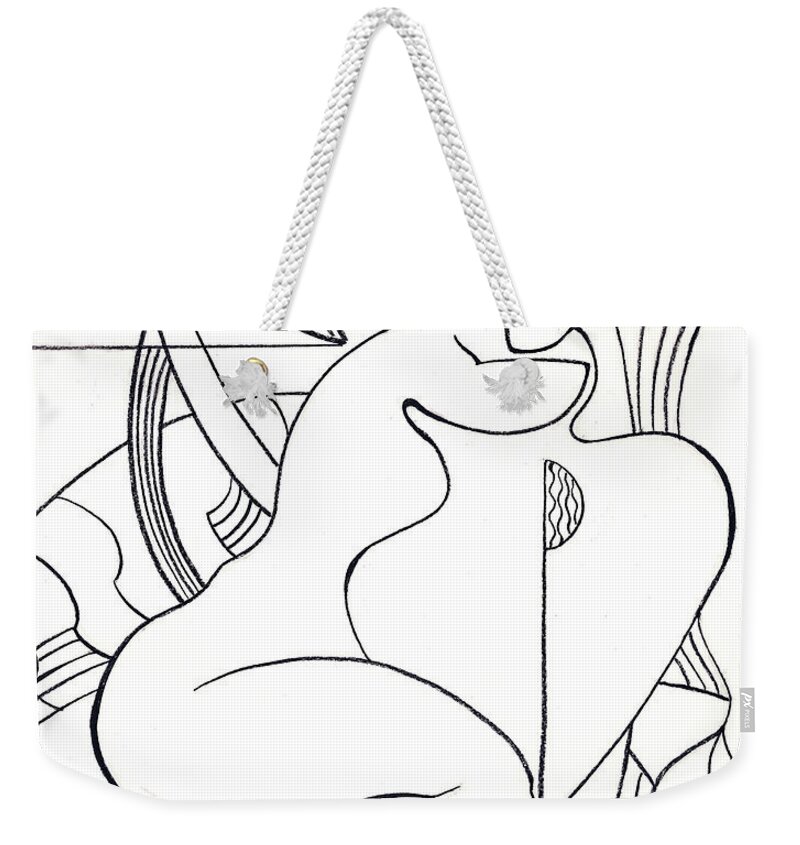 Drawing Weekender Tote Bag featuring the drawing A Shoulder to Cry On no. 2 by Elisabeta Hermann