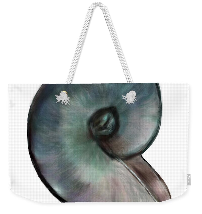 Shell Weekender Tote Bag featuring the painting A single shell by Christine Fournier