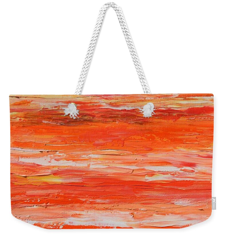 Orange Weekender Tote Bag featuring the painting A Thousand Sunsets by Donna Manaraze