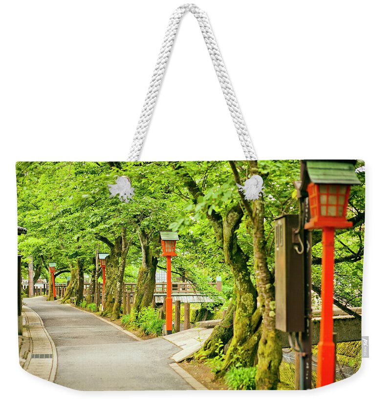 Tranquility Weekender Tote Bag featuring the photograph A Walking Path In Kinosaki Japan by Adam Hester