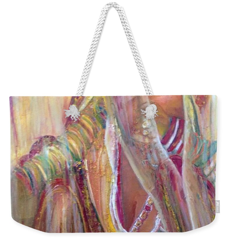 India Weekender Tote Bag featuring the painting Aabharana by Peggy Blood