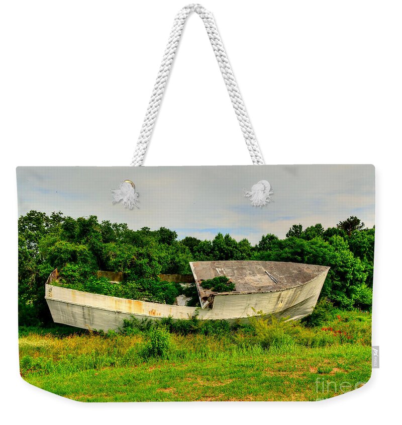 Boat Weekender Tote Bag featuring the photograph Abandoned Boat by Kathy Baccari