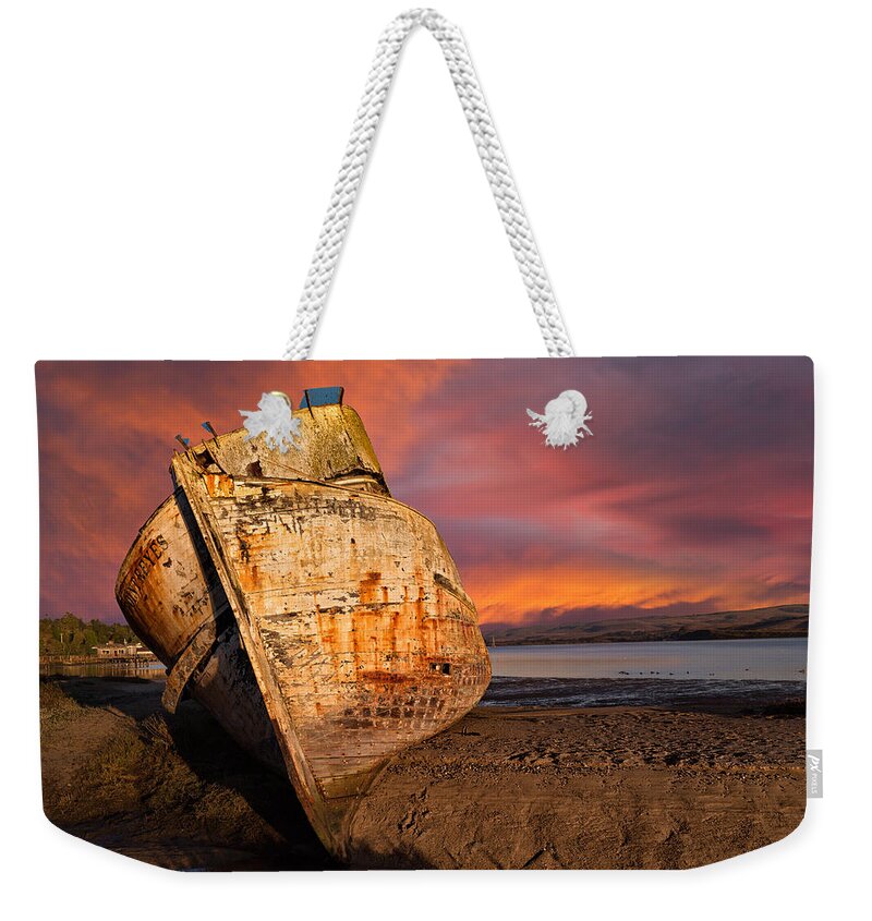 Fishing Boat Weekender Tote Bag featuring the photograph Abandoned Fishing Boat at Inverness by Kathleen Bishop