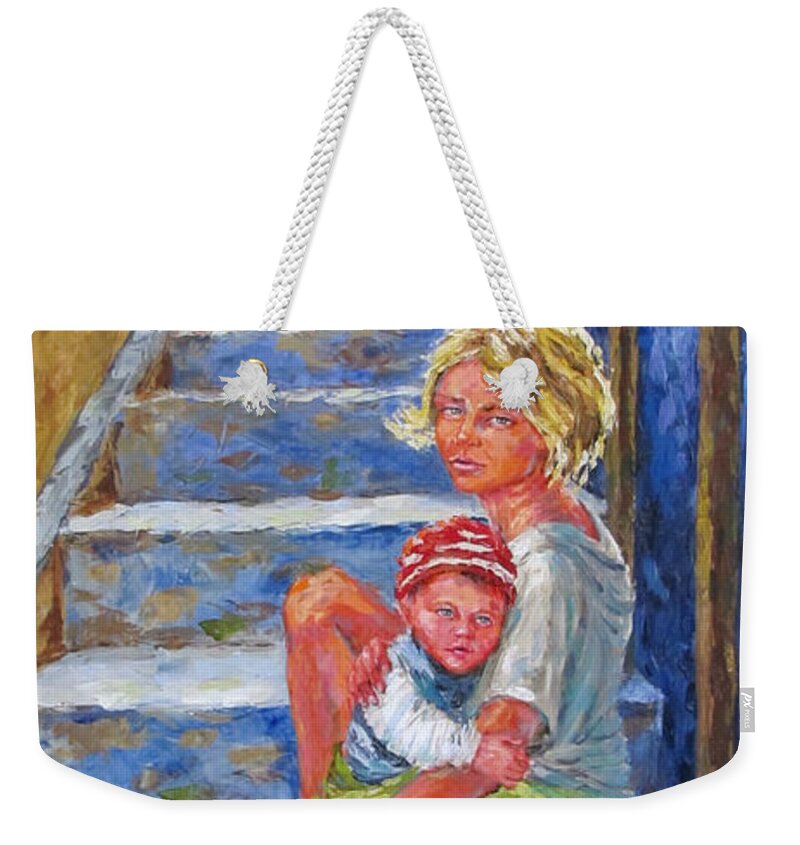 Siblings Weekender Tote Bag featuring the painting Abandoned by Jyotika Shroff