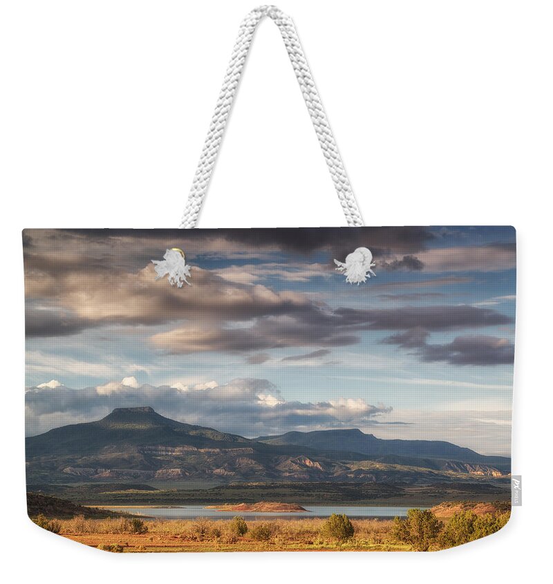 Cerro Pedernal Weekender Tote Bag featuring the photograph Abiquiu New Mexico Pico Pedernal in the morning by Silvio Ligutti