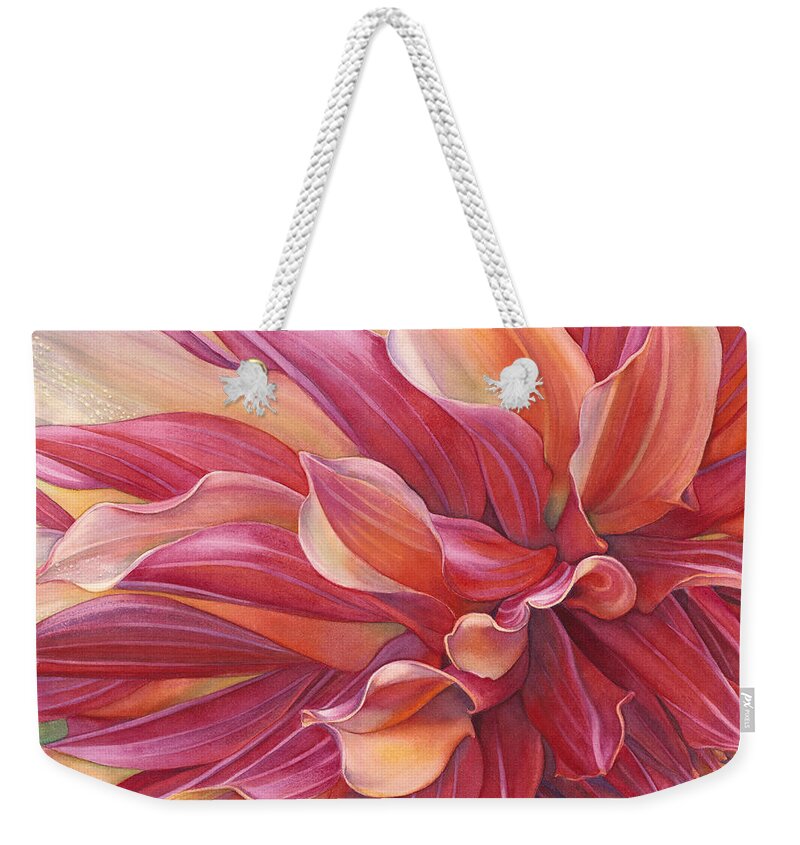 Flower Weekender Tote Bag featuring the painting Ablaze by Sandy Haight