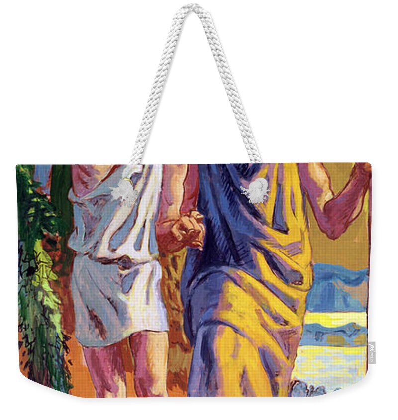 Isaac Weekender Tote Bag featuring the painting Abraham going to offer Isaac his son by Anonymous