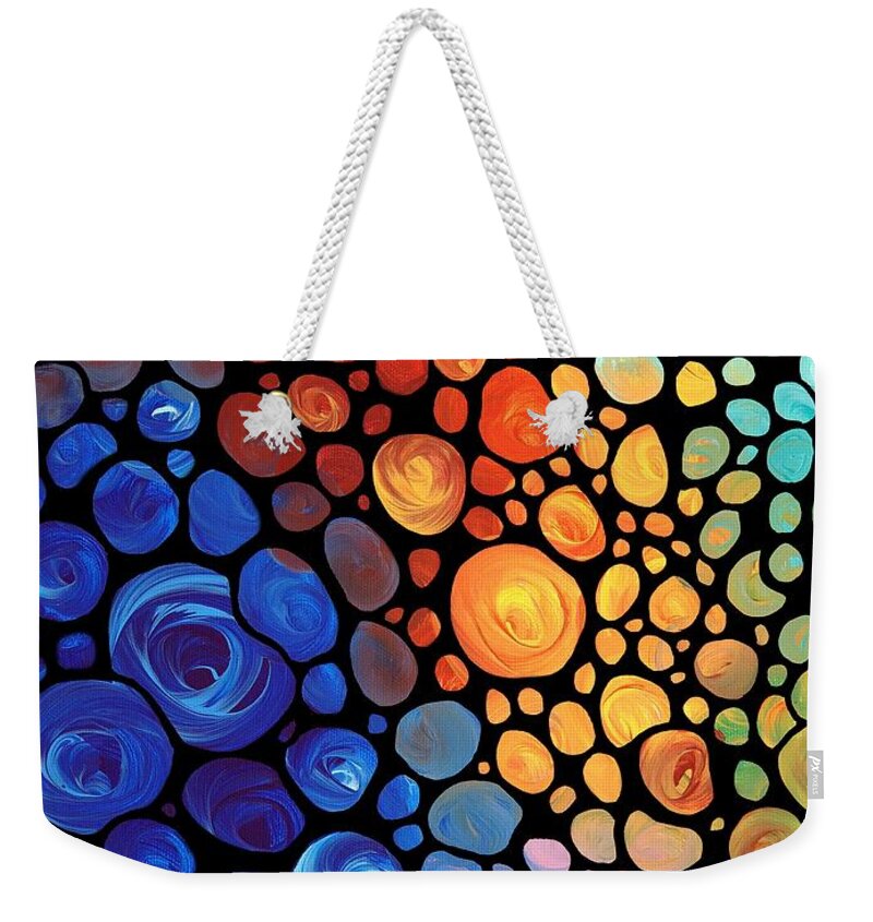 Abstract Weekender Tote Bag featuring the painting Abstract 1 - Colorful Mosaic Art - Sharon Cummings by Sharon Cummings