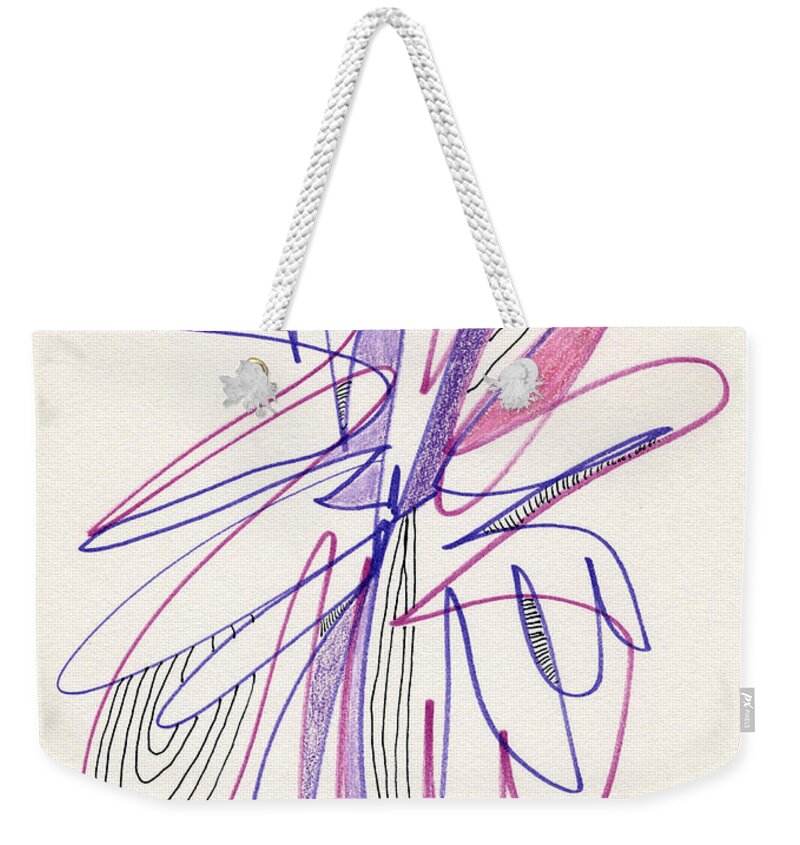 Abstract Weekender Tote Bag featuring the drawing Abstract Drawing Fifty-Six by Lynne Taetzsch