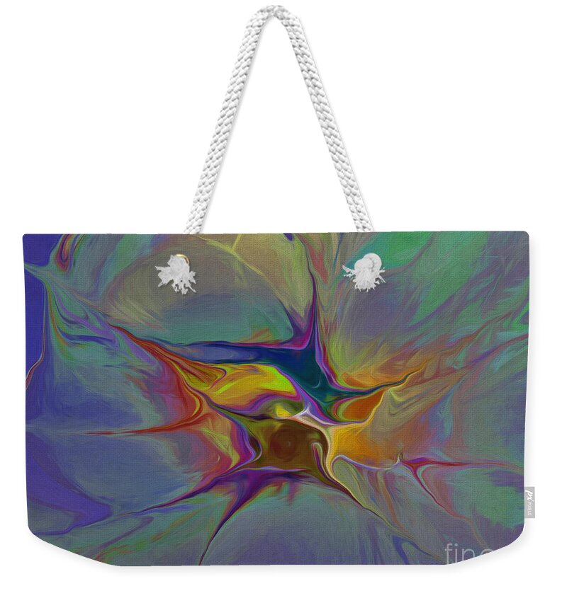 Abstract Weekender Tote Bag featuring the digital art Abstract Explosion by Deborah Benoit