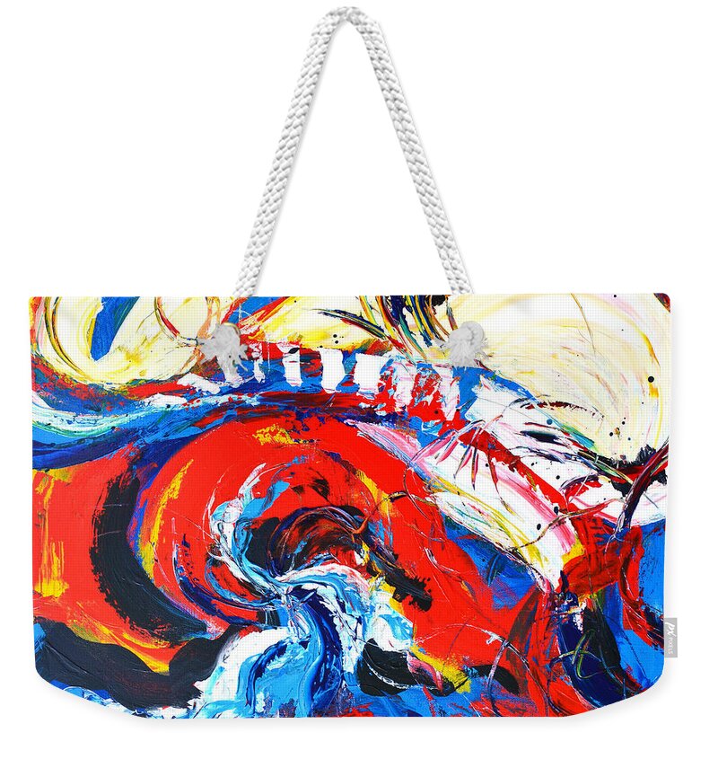 Abstract Expressionism Acrylic Painting Blue Hues Weekender Tote Bag featuring the painting Abstract Expressionism No. 2 by Patricia Awapara