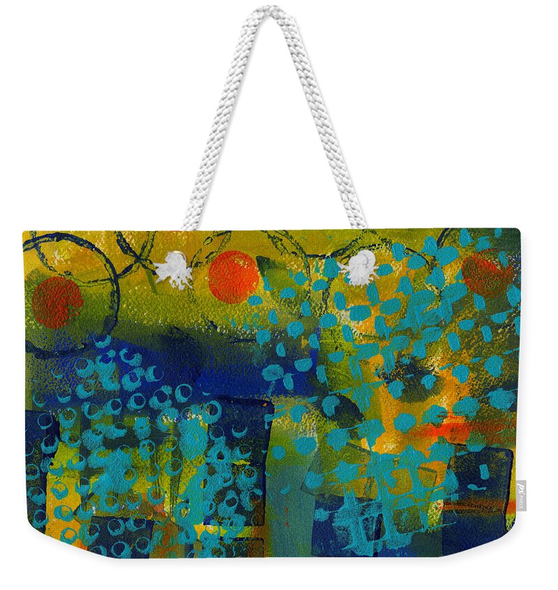 Abstract Mixed Media Weekender Tote Bag featuring the painting Abstract Expressions - Background Art by Angela L Walker
