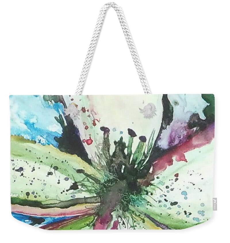 Abstract Weekender Tote Bag featuring the painting Abstract Floral by Marsha Woods