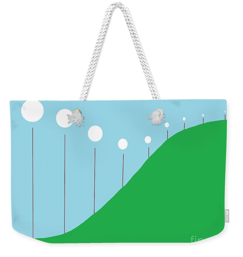 Abstract Weekender Tote Bag featuring the painting Abstract Landscape Lights on the Hill by Eloise Schneider Mote