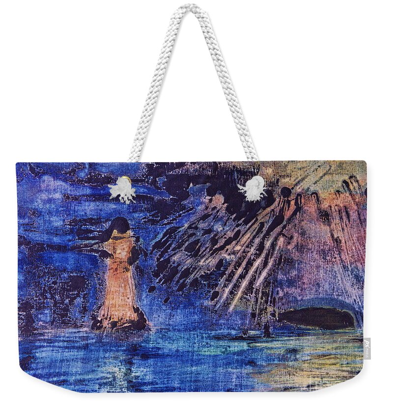Graphic Weekender Tote Bag featuring the painting Abstract Lighthouse by Dariusz Gudowicz