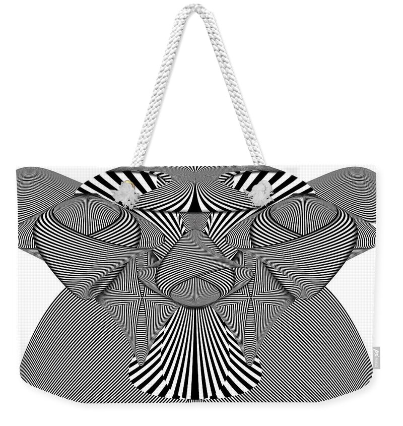 Dog Weekender Tote Bag featuring the digital art Abstract - Lines - Bad Dog by Mike Savad