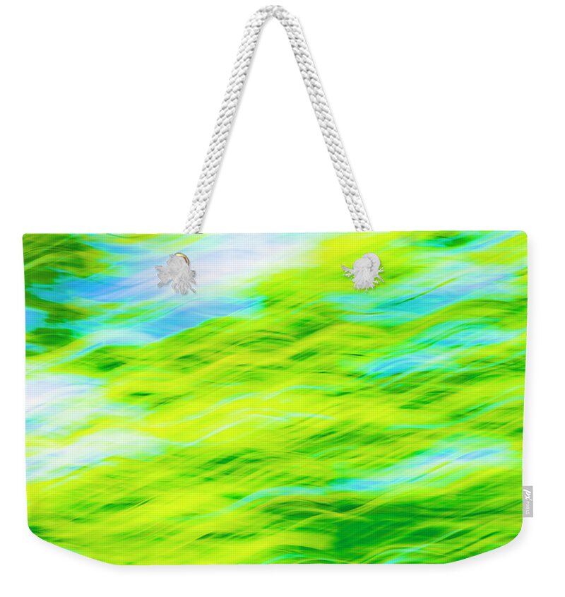 Yellow Weekender Tote Bag featuring the photograph Abstract Natural Pattern In Green by Kim Westerskov