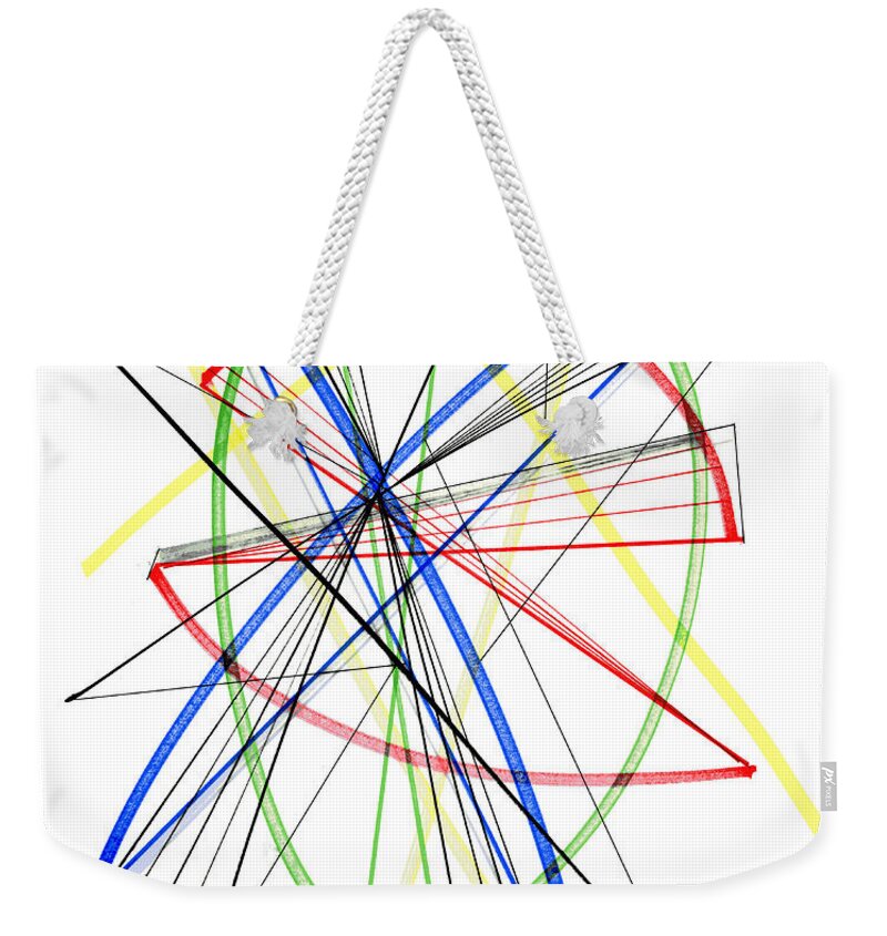 Abstract Weekender Tote Bag featuring the drawing Abstract Pen Drawing Seventy-Five by Lynne Taetzsch