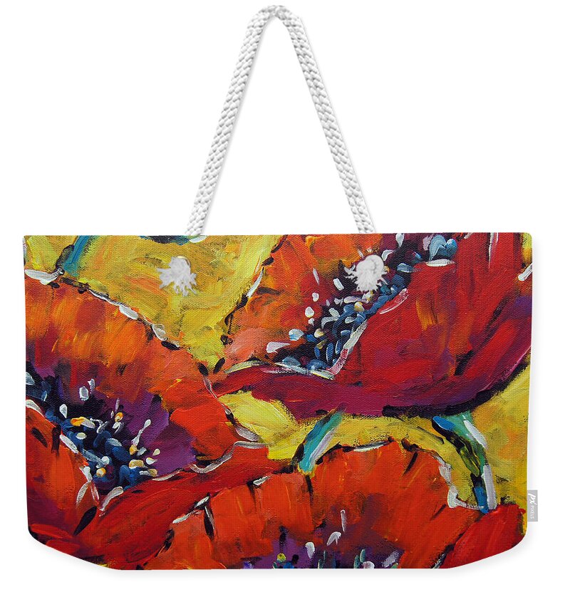 Rural City Scape Weekender Tote Bag featuring the painting Abstract Poppies by Prankearts by Richard T Pranke