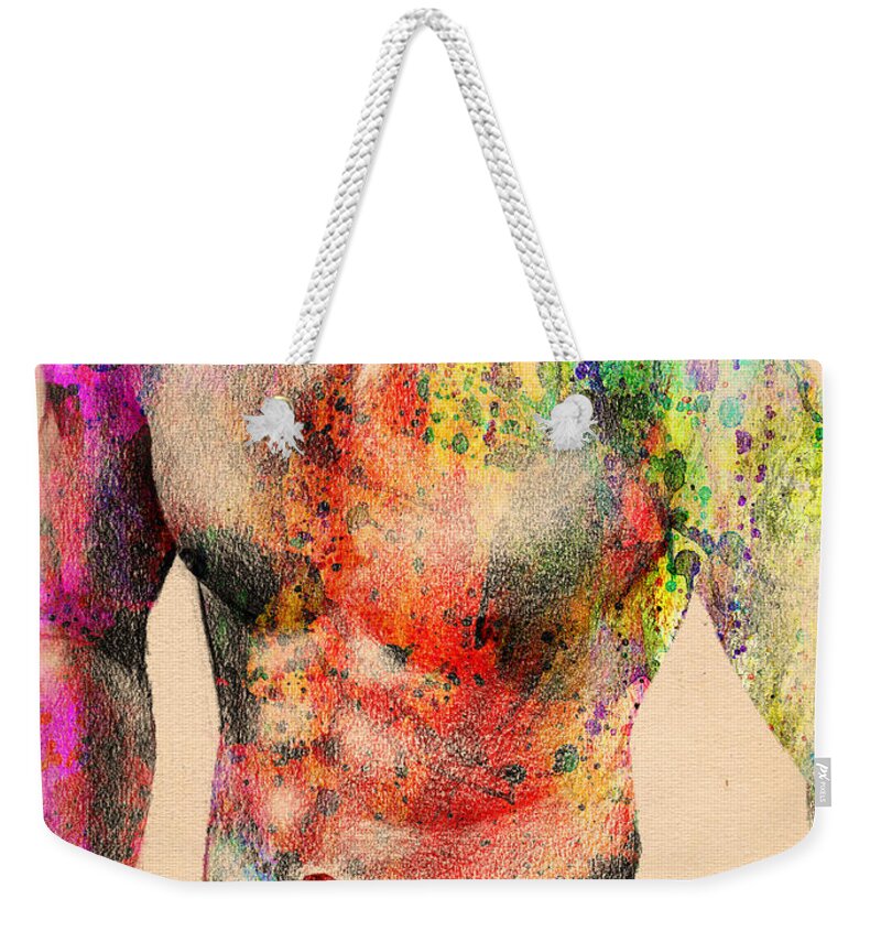 Male Nude Art Weekender Tote Bag featuring the painting Abstractiv Body -2 by Mark Ashkenazi