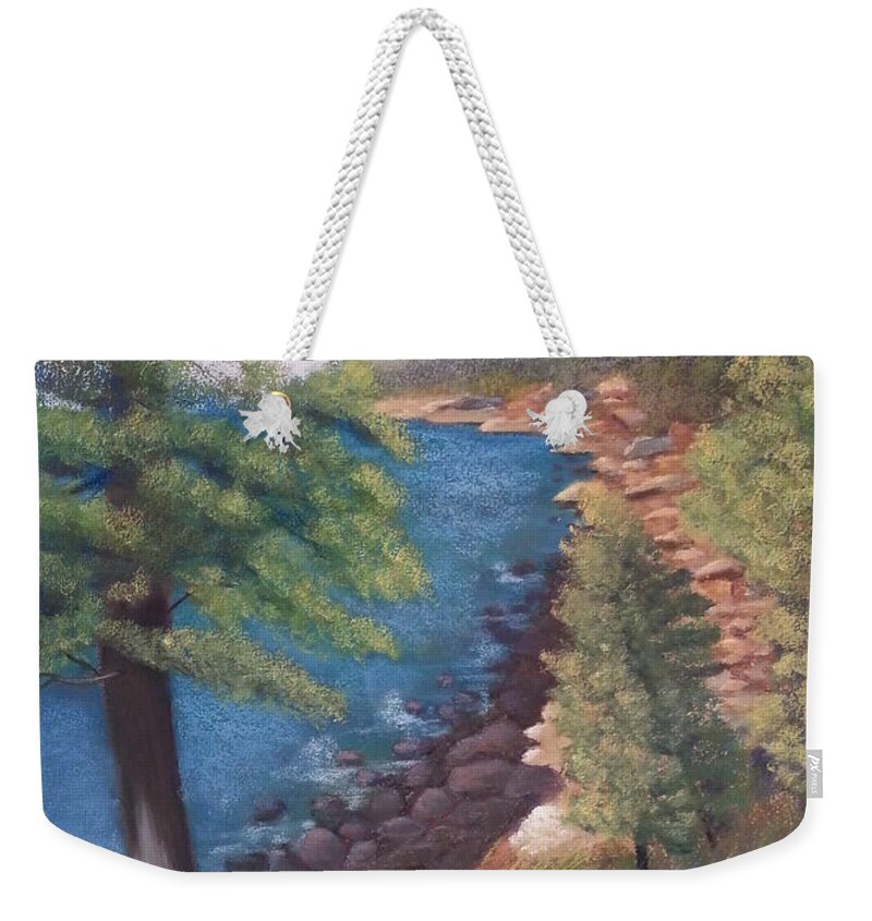 Acadia Weekender Tote Bag featuring the pastel Acadia Morning by Carol Corliss