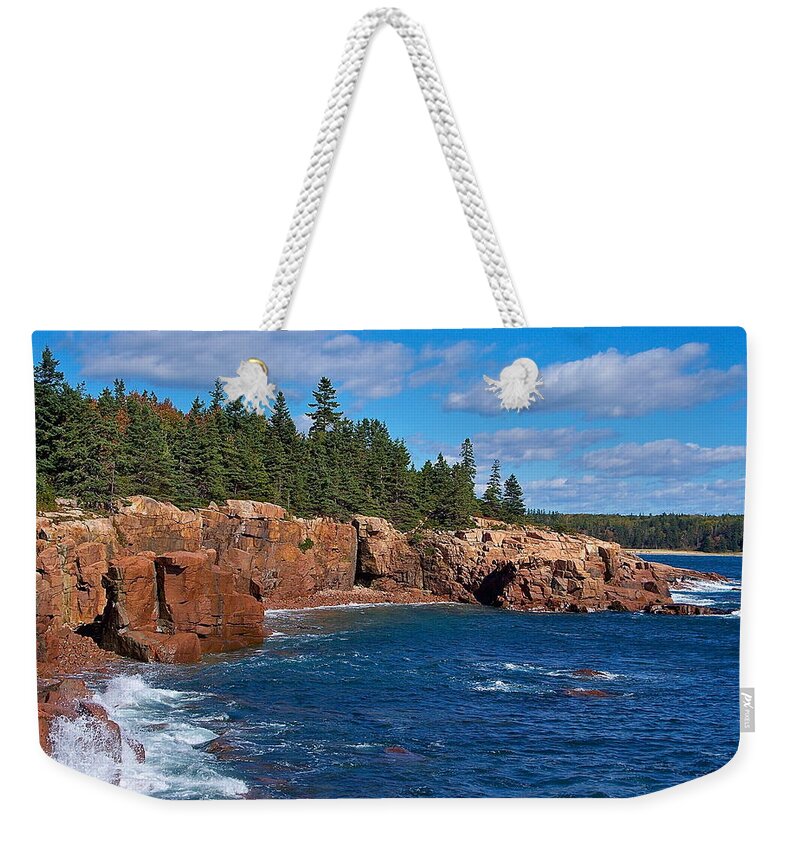 Acadian Weekender Tote Bag featuring the photograph Acadian Coast of Maine by Kevin Wheeler