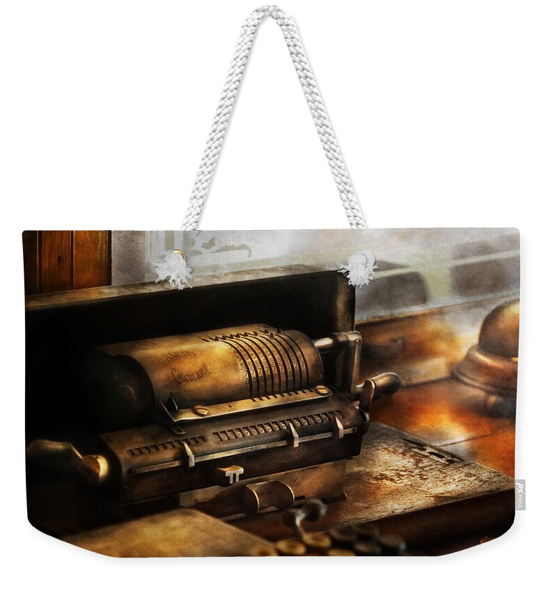 Suburbanscenes Weekender Tote Bag featuring the photograph Accountant - The Adding Machine by Mike Savad