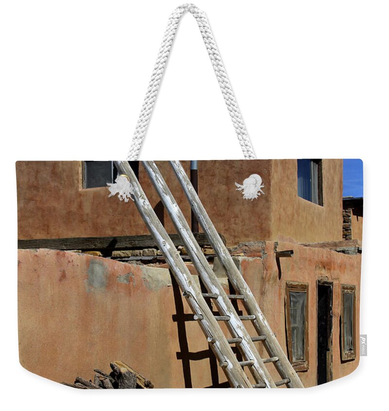 Acoma Pueblo Weekender Tote Bag featuring the photograph Acoma Pueblo Adobe Homes 3 by Mike McGlothlen