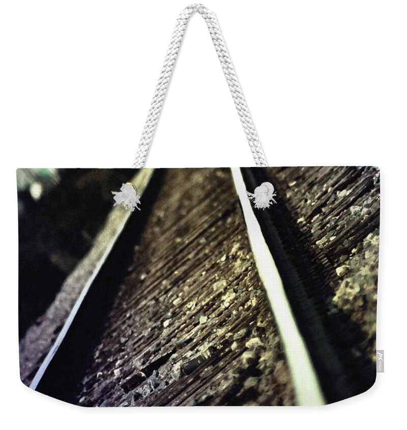 Rocks Weekender Tote Bag featuring the photograph Across the Tracks by Trish Mistric
