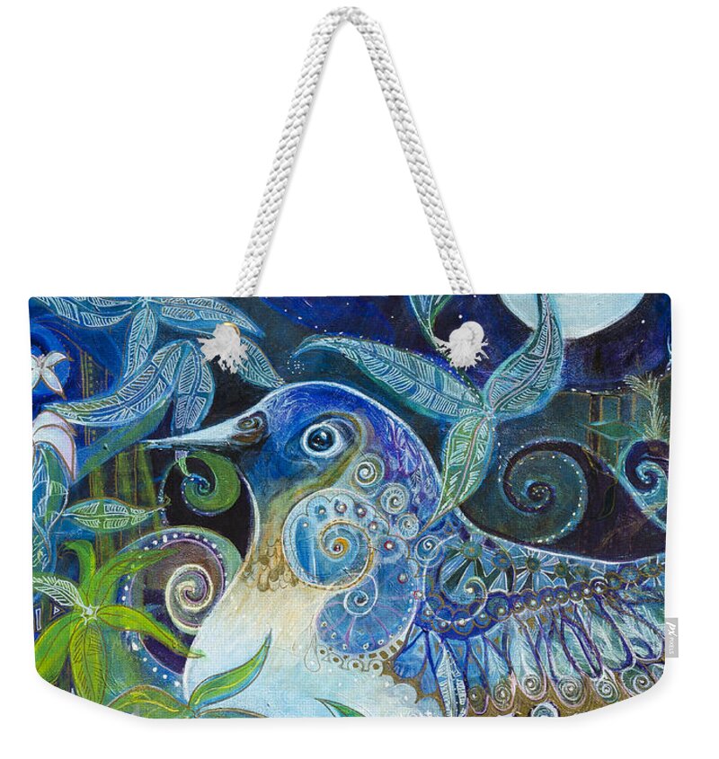 Bird Weekender Tote Bag featuring the painting Admiration by Leela Payne