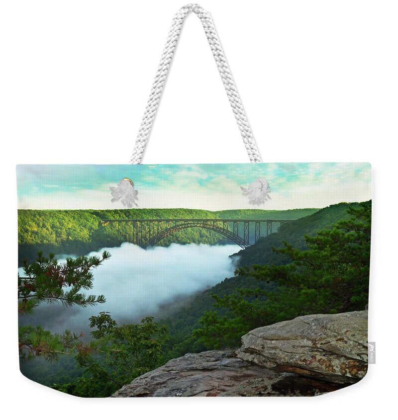 New River Gorge Bridge Weekender Tote Bag featuring the photograph Adventures on the Gorge by Lisa Lambert-Shank