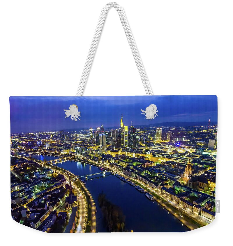 Corporate Business Weekender Tote Bag featuring the photograph Aerial View. Germany, Frankfurt, River by Malorny