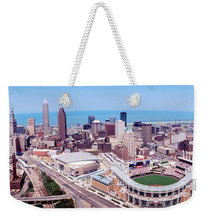 Photography Weekender Tote Bag featuring the photograph Aerial View Of Jacobs Field, Cleveland by Panoramic Images