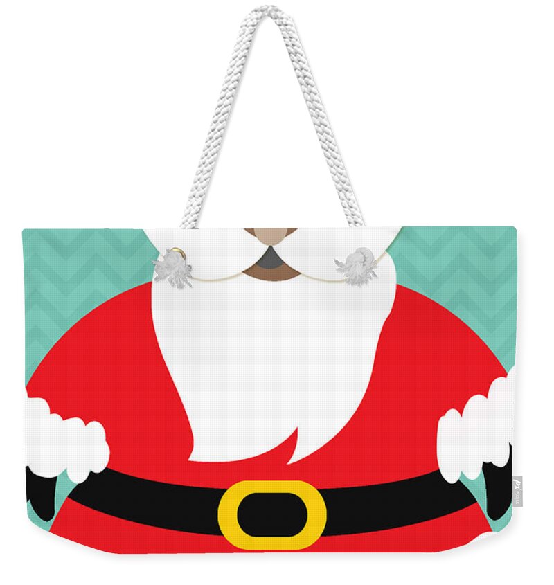 Santa Weekender Tote Bag featuring the digital art African American Santa Claus by Linda Woods