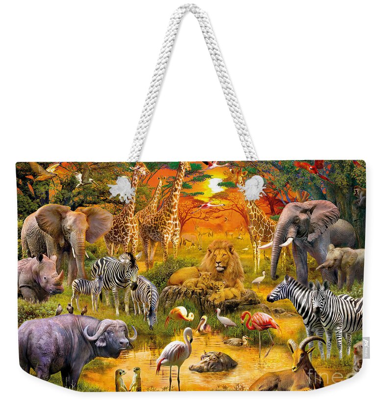Animals Weekender Tote Bag featuring the digital art African Harmony by MGL Meiklejohn Graphics Licensing
