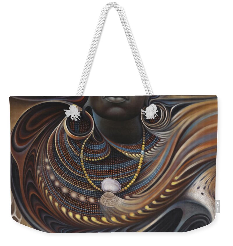 African Weekender Tote Bag featuring the painting African Spirits I by Ricardo Chavez-Mendez