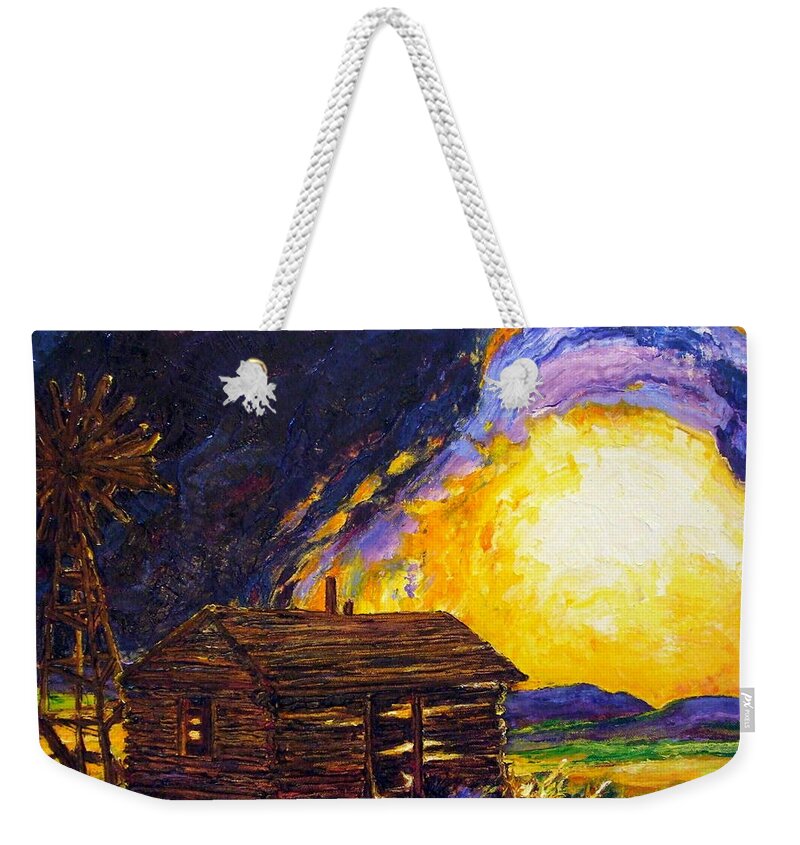 Dust Weekender Tote Bag featuring the painting After the Dust Clears Prairie by Paris Wyatt Llanso